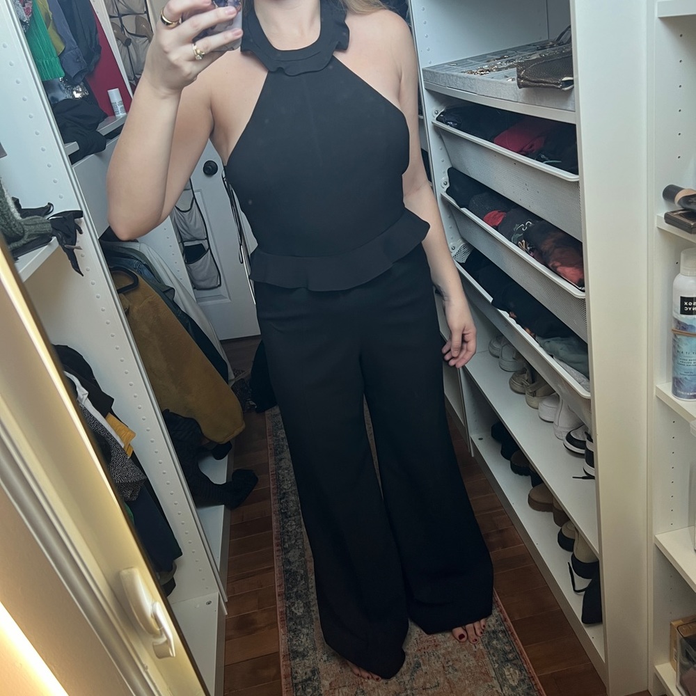 Jay Godfrey Black Halter Peplum Jumpsuit